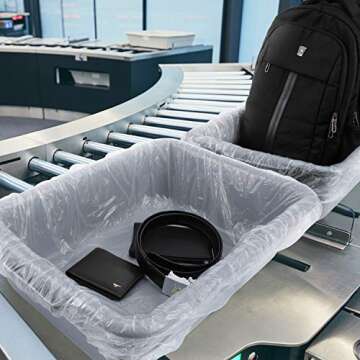 20 Pieces Bin Bags Disposable Safety Protective Film TSA Security Bin Cover for Travelling Airport Safety, Transparent