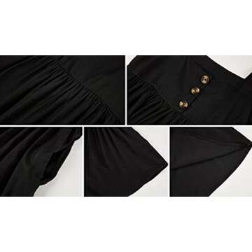 JayGate Women's Square Neck Ruffle Sleeve Mini Dress Swing Babydoll Loose Fit Casual Short Tank Dresses Black