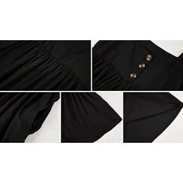 JayGate Women's Square Neck Ruffle Sleeve Mini Dress Swing Babydoll Loose Fit Casual Short Tank Dresses Black