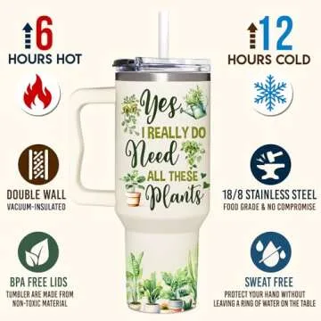 Gardening Gifts For Women - Gifts For Gardeners Woman - Mothers Day Gifts Garden - Birthday Plants Gifts For Women - Christmas Gifts For Gardeners, Plant Lady Gifts - 40Oz Tumbler With Handle