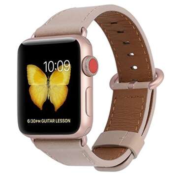JSGJMY for Apple Watch Band 38mm 40mm 41mm 42mm 44mm 45mm 49mm Series 9 8 7 6 5 4 3 SE iwatch Bands Womens Dressy Leather Strap Light tan Rose Gold