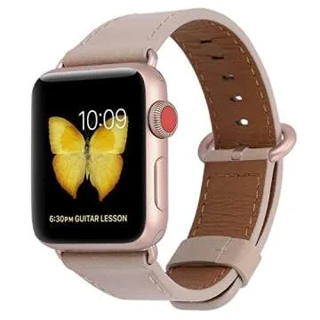 JSGJMY for Apple Watch Band 38mm 40mm 41mm 42mm 44mm 45mm 49mm Series 9 8 7 6 5 4 3 SE iwatch Bands Womens Dressy Leather Strap Light tan Rose Gold