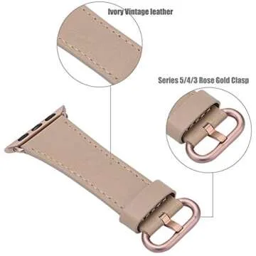 JSGJMY for Apple Watch Band 38mm 40mm 41mm 42mm 44mm 45mm 49mm Series 9 8 7 6 5 4 3 SE iwatch Bands Womens Dressy Leather Strap Light tan Rose Gold