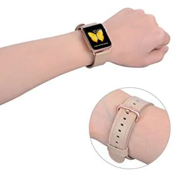 JSGJMY for Apple Watch Band 38mm 40mm 41mm 42mm 44mm 45mm 49mm Series 9 8 7 6 5 4 3 SE iwatch Bands Womens Dressy Leather Strap Light tan Rose Gold