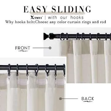 XTMYI Floor to Ceiling Curtains 8 FT,Linen Cotton Blend Faux Linen Soft Touch Light Airy Grey Beige Sheer Curtains for Bedroom Living Room Dining Room Nursery,96 Inches Long