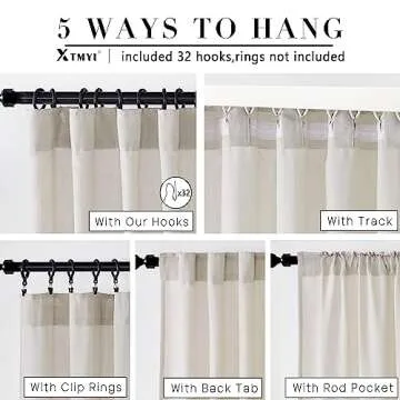 XTMYI Floor to Ceiling Curtains 8 FT,Linen Cotton Blend Faux Linen Soft Touch Light Airy Grey Beige Sheer Curtains for Bedroom Living Room Dining Room Nursery,96 Inches Long