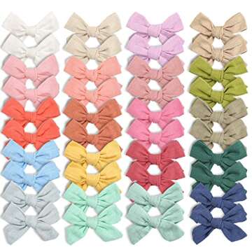 CÉLLOT 40 Pieces Girls Hair Bows Linen Fabric Bows Alligator Clips Hair Accessories for Little Girl...