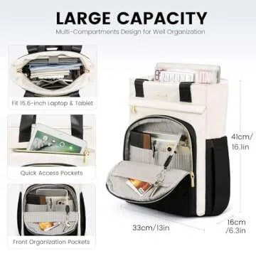 LOVEVOOK Laptop Backpack for Women, 15.6 Inch Work Business Laptop Bag, Wide Top Open Teacher Nurse ...