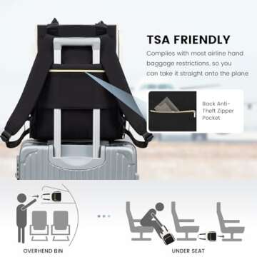 LOVEVOOK Laptop Backpack for Women, 15.6 Inch Work Business Laptop Bag, Wide Top Open Teacher Nurse Bag with USB Port, Waterproof Computer Backpack Purse for travel,Black-White