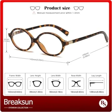 Stylish Breaksun Nerd Round Glasses with Blue Light Protection