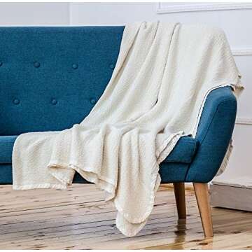 Flax Linen Blanket Pure Flax Linen - Full/Twin Size, White