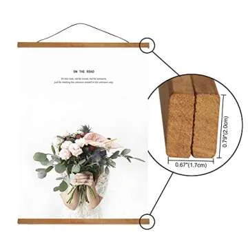 Miaowater Magnetic Poster Frame Hanger,11x14 11x17 11x22 Light Wood Wooden Frames Hangers for Photo Picture Art Canvas Print Artwork Wall Hanging Teak Wood 11''