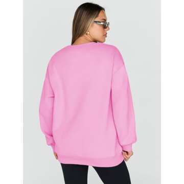 Trendy Queen Sweatshirts for Women Hoodies Oversized Crewneck Tops Sweaters Comfy Fall Winter Outfits Clothes 2025 Fashion Pink L