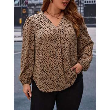Stylish Camel Print Plus Size Blouse for Women