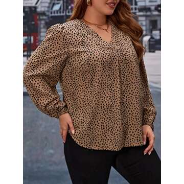 Stylish Camel Print Plus Size Blouse for Women