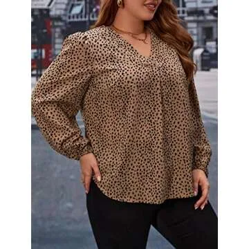 Stylish Camel Print Plus Size Blouse for Women