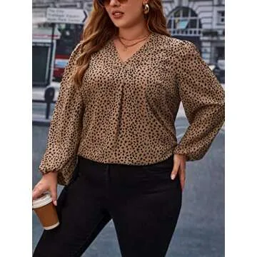 Stylish Camel Print Plus Size Blouse for Women