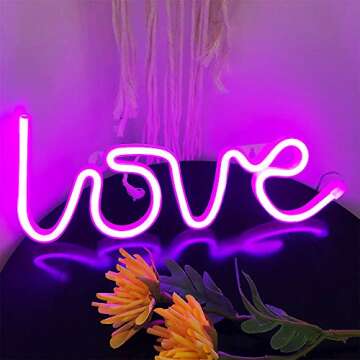 Love Neon Sign-Neon Signs for Bedroom,USB or Battery Neon Light for Wall,led neon Light as Neon Wall Signs for Girls Love Light up Sign for Christmas Party Wedding Kids Room or Living Room, Pink
