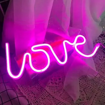 Love Neon Sign-Neon Signs for Bedroom,USB or Battery Neon Light for Wall,led neon Light as Neon Wall Signs for Girls Love Light up Sign for Christmas Party Wedding Kids Room or Living Room, Pink
