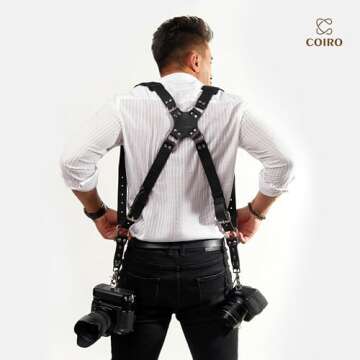 C Coiro Dual Leather Camera Harness for Photographers