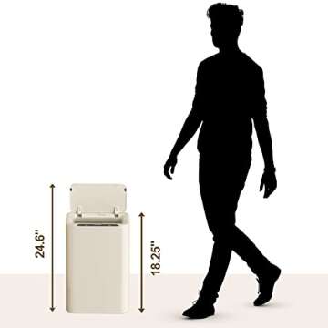 ELPHECO Stainless Steel Office Trash Can 6.6 Gallon Motion Sensor Garbage Bin Rectangular Automatic Touch Free Waste Bin for Hotel and Living Room(Cream Beige), 3AA