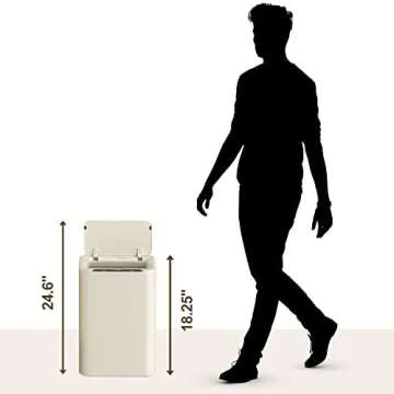 ELPHECO Stainless Steel Office Trash Can 6.6 Gallon Motion Sensor Garbage Bin Rectangular Automatic Touch Free Waste Bin for Hotel and Living Room(Cream Beige), 3AA