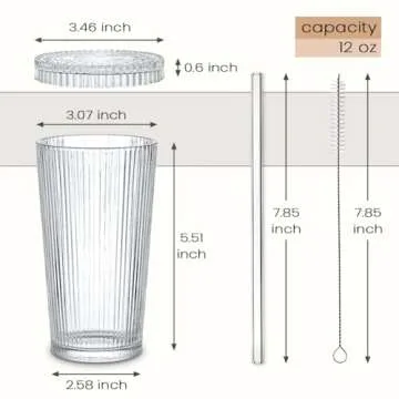 Combler Glass Cups with Lids and Straws for Iced Coffee