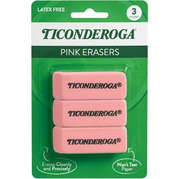 Ticonderoga Wedge Erasers - 3 Pack Pink Erasers