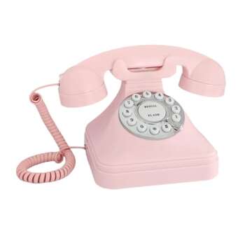 TelPal Corded Pink Retro Landline Phone for Home