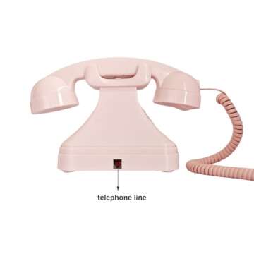 TelPal Corded Pink Retro Landline Phone for Home