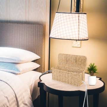 Cantalop Handmade Cable Management Box, Durable Rattan Cable Organizer, 2 Open Slots Cords Hider Box, Under Desk Cord Organizer for TV Wires Computer Router USB Hub & Power Strip, Patent Pending