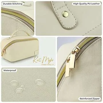 Kat Myhr Large Capacity Travel Cosmetic Bag - Waterproof Travel Makeup Bag Organizer - Cosmetics Organizer Travel Make Up Bag for Women - Cute Makeup Bag for Women - Travel Makeup Organizer Bag