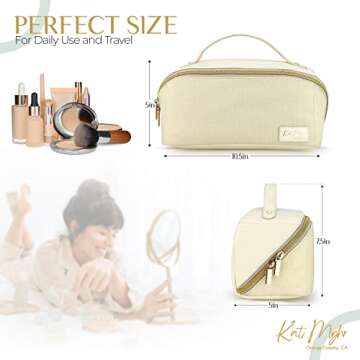 Kat Myhr Large Capacity Travel Cosmetic Bag - Waterproof Travel Makeup Bag Organizer - Cosmetics Organizer Travel Make Up Bag for Women - Cute Makeup Bag for Women - Travel Makeup Organizer Bag