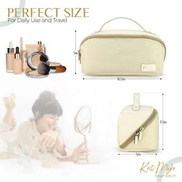 Kat Myhr Large Capacity Travel Cosmetic Bag - Waterproof Travel Makeup Bag Organizer - Cosmetics Organizer Travel Make Up Bag for Women - Cute Makeup Bag for Women - Travel Makeup Organizer Bag