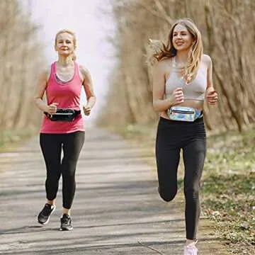 2 Pieces Fanny Pack Shiny Holographic Rave Cute Fanny Pack Waterproof Neon Waist Bags Adjustable for Women Festival Party Travel Hiking Outdoor Activities (Silver, Black, Medium)