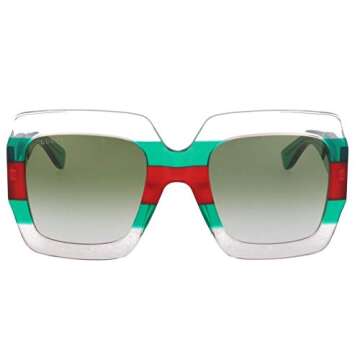 Gucci GG0178S-001-54 Rectangular Sunglasses, Multicoloured (1/Green), 54