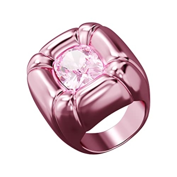 Swarovski Dulcis Cocktail Ring with Pink Cushion-Cut Crystal on Iridescent Pink Aluminum Band - Size...