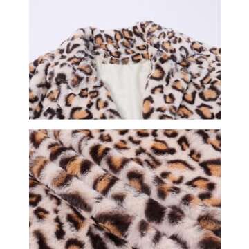 SeekMe Womens Faux Fur Coats Leopard Jackets Loose Warm Fall Winter Fluffy Jacket Outwear(1807-WhiteOrange-L-FY)