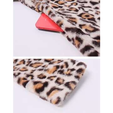 SeekMe Womens Faux Fur Coats Leopard Jackets Loose Warm Fall Winter Fluffy Jacket Outwear(1807-WhiteOrange-L-FY)