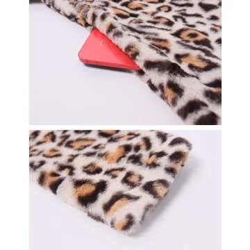 SeekMe Womens Faux Fur Coats Leopard Jackets Loose Warm Fall Winter Fluffy Jacket Outwear(1807-WhiteOrange-L-FY)