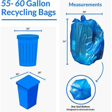 Reli. SuperValue 55-60 Gallon Recycling Bags | 75 Count | Blue Trash Bags | Made in the USA