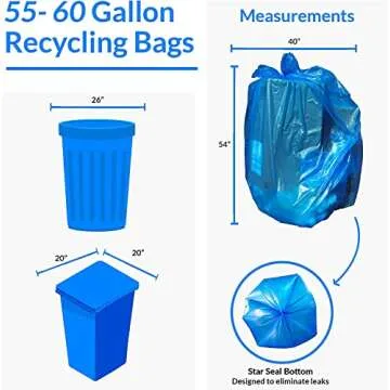 Reli. SuperValue 55-60 Gallon Recycling Bags | 75 Count | Blue Trash Bags | Made in the USA