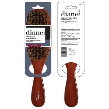 Diane Premium 100% Boar Bristle 7 Row Wave Brush for Men and Barbers, Medium-Firm Bristles for Thick Coarse Hair, Detangling, Smoothing