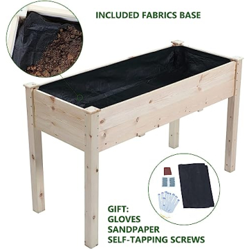 TMEE 4FT Raised Garden Bed with Legs for Easy Gardening