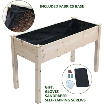 TMEE 4FT Raised Garden Bed with Legs for Easy Gardening