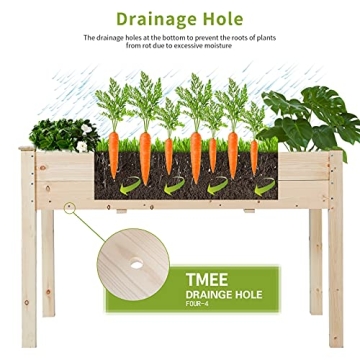 TMEE 4FT Raised Garden Bed with Legs for Easy Gardening