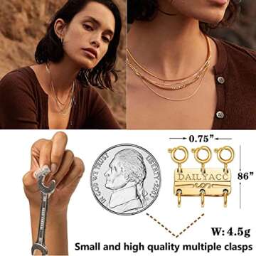 Dailyacc Layering Necklace Clasp,18 K Gold and Silver Separator for Stackable Necklaces