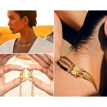 Dailyacc Layering Necklace Clasp,18 K Gold and Silver Separator for Stackable Necklaces