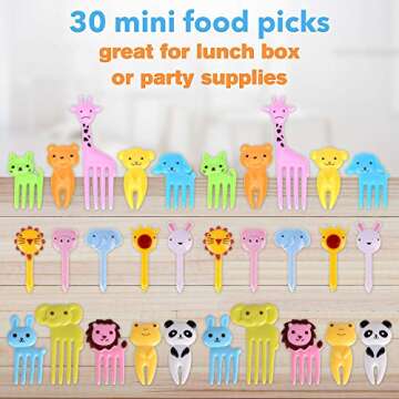 GET FRESH Food Picks for Kids, 30 Pieces Animal Bento Deco Set, Mini Bento Decorations Set for Baby Showers and Kids Parties, Mini Cartoon Toothpick, Bento Lunch Deco