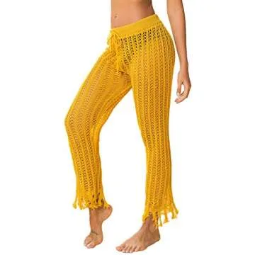 Kistore Women's Sexy Mesh Beach Pants - Cover-Up in Yellow